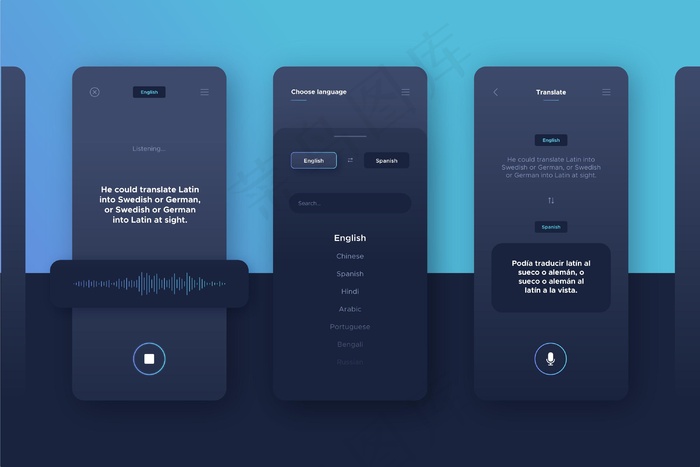语音翻译应用程序集eps,ai矢量模版下载