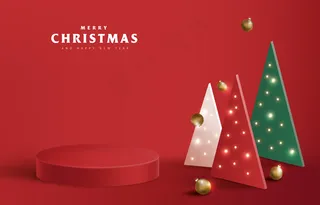 产品展示圆柱形圣诞快乐横幅banner