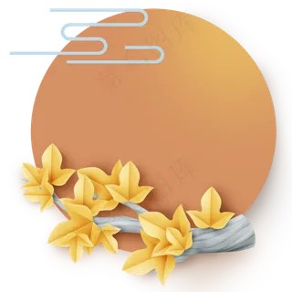 秋天立体梧桐树叶