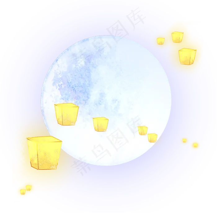 满月飞灯中秋节月亮(2000X2000(DPI:300))psd模版下载