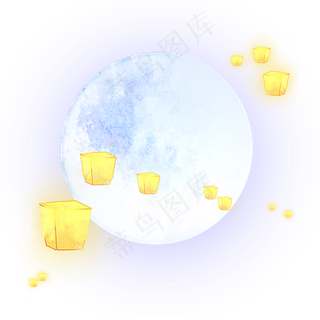 满月飞灯中秋节月亮