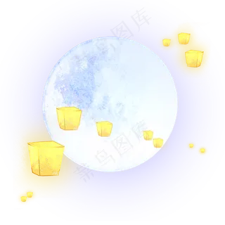 满月飞灯中秋节月亮