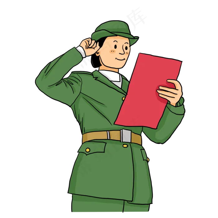 国庆节短发女军人穿军装宣誓卡通(2000X2000(DPI:300))psd模版下载