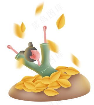 秋天落叶和女孩