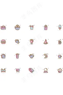 食物图标断线风格icon 食物图标断线风格icon