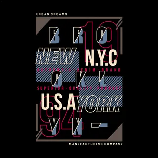 布鲁克林纽约市印刷字体插图印刷t恤