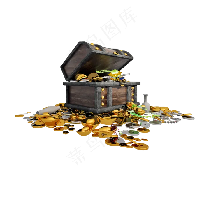 仿真金币宝箱png图(2000X2000(DPI:300))psd模版下载
