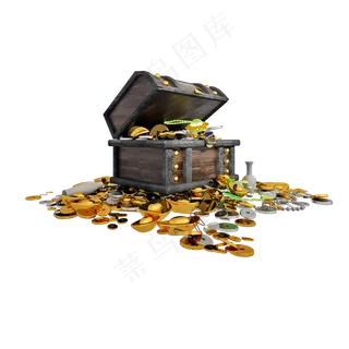 仿真金币宝箱png图