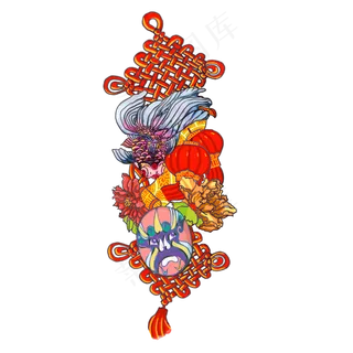 猪年装饰中国结传统春节脸谱金鱼
