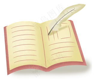 一本打开的书与羽毛笔