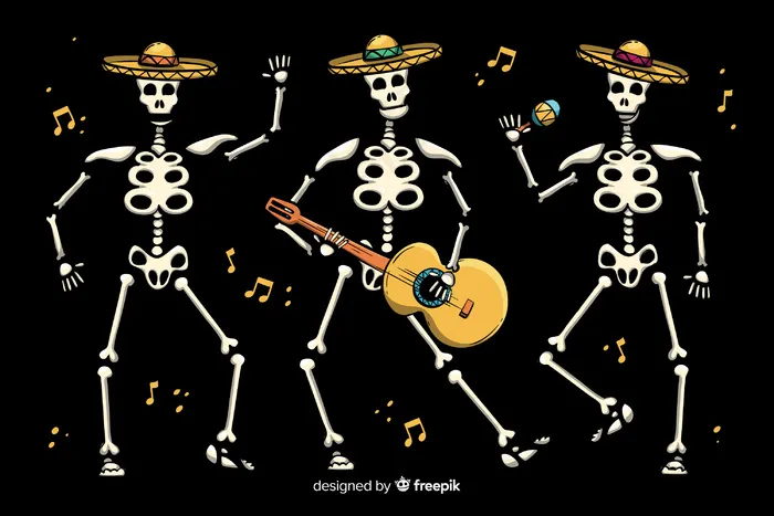 彩色手绘dia de muertos背景eps,ai矢量模版下载