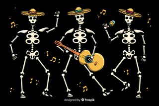 彩色手绘dia de muertos背景