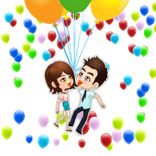 情人节七夕情侣爱情气球开心ai