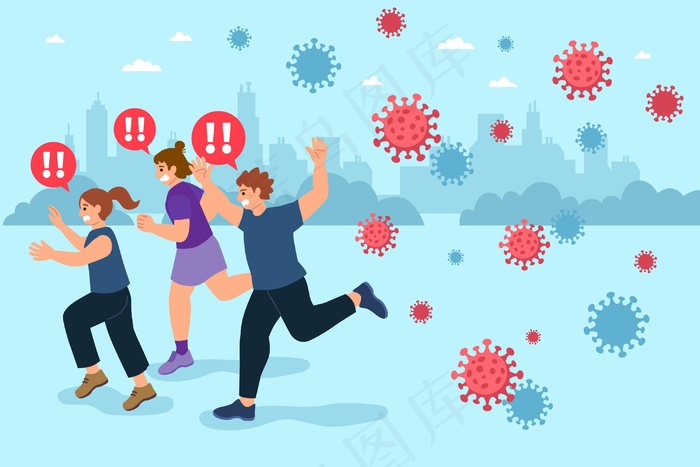 逃离冠状病毒粒子的人eps,ai矢量模版下载