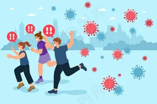 逃离冠状病毒粒子的人