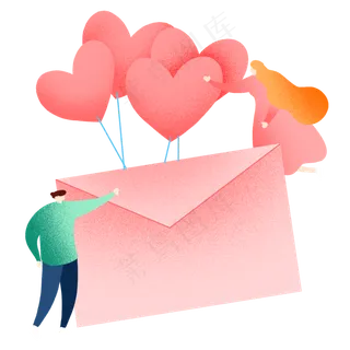 七夕节小清新粉色信封
