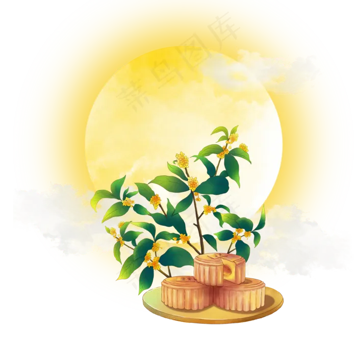 中秋节月亮月饼(2000X2000(DPI:300))psd模版下载