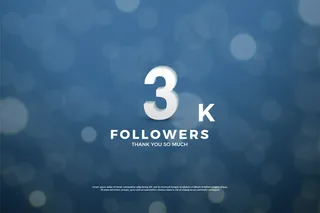 3k追随者背景，数字为海军蓝背景
