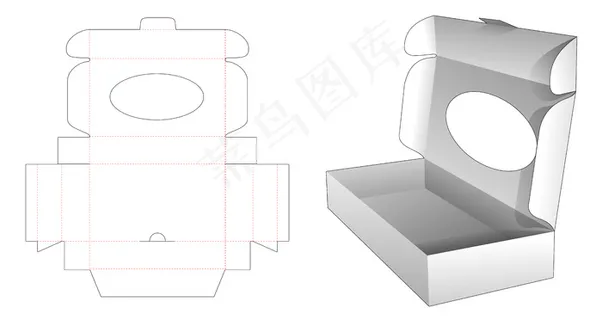 椭圆窗模切模板纸板折叠盒