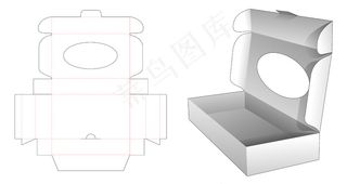 椭圆窗模切模板纸板折叠盒