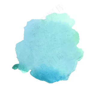 白色背景上抽象的绿色和蓝色水彩。