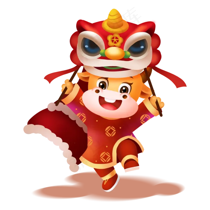 2021年春节牛年舞狮子(2000X2000(DPI:300))psd模版下载