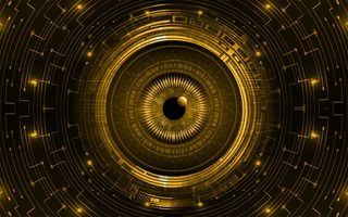 橙眼赛博电路未来技术概念背景