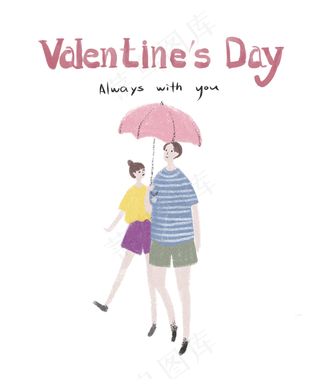 七夕情人节情侣简约手绘