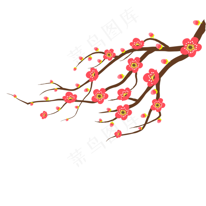 一枝粉色腊梅免抠图(2000X2000(DPI:300))psd模版下载