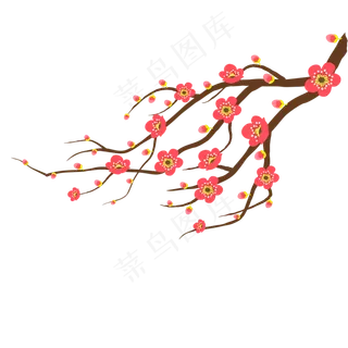 一枝粉色腊梅免抠图