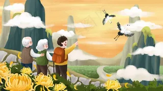 重阳节登高节日传统节日小清新登山