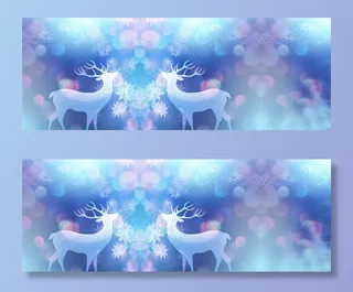 冬季水彩清新平面白色蓝色手绘banner