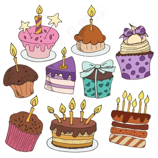 矢量糖果蛋糕套装