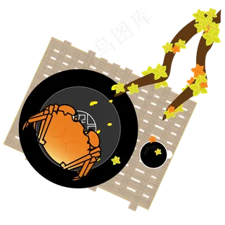 大闸蟹桂花中秋节情景矢量可商用