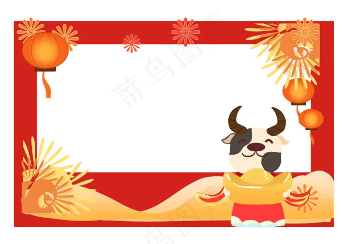过新年牛年拍照框(2800X2000(DPI:300))psd模版下载