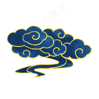 国潮风金边蓝色祥云