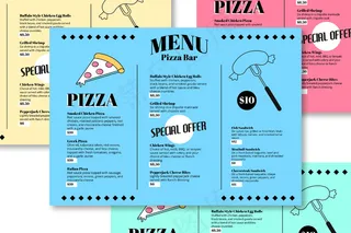 比萨吧餐厅菜单模板