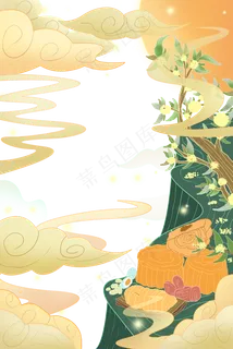 中秋节月亮祥云桂花树