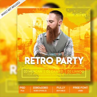 复古派对社交媒体帖子模板