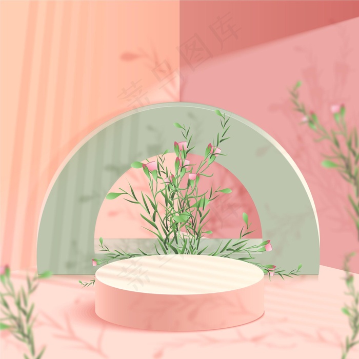 柔和色彩的逼真 3d 讲台eps,ai矢量模版下载