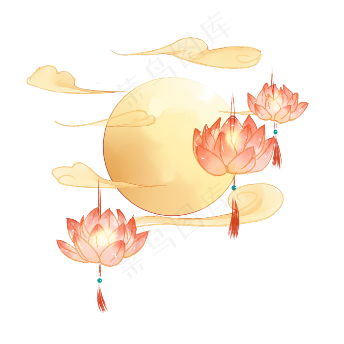 水彩中秋月圆(3000X3000(DPI:299))psd模版下载