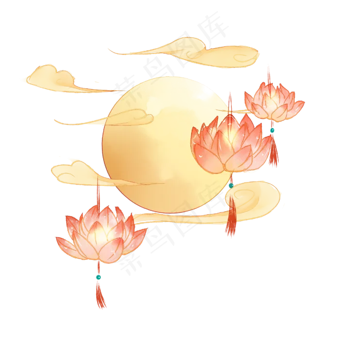 水彩中秋月圆(3000X3000(DPI:299))psd模版下载