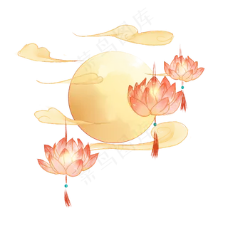 水彩中秋月圆