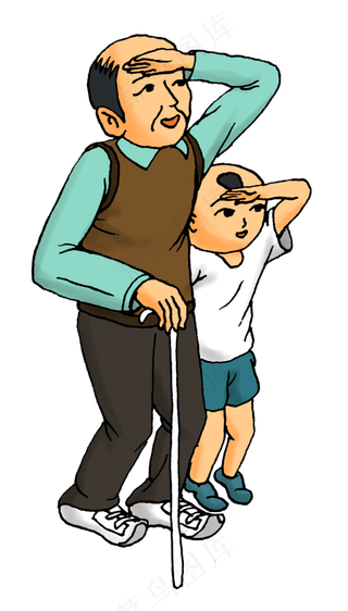 重阳节之祖孙登高望远