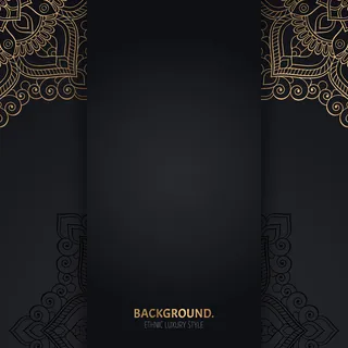 带金色几何曼荼罗圆圈的伊斯兰黑色背景 带金色几何曼荼罗圆圈的伊斯兰黑色背景