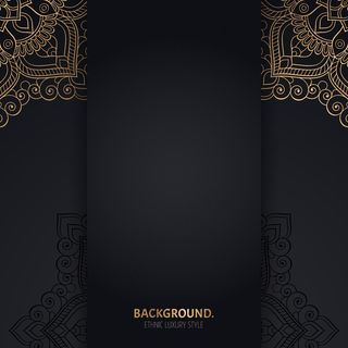 带金色几何曼荼罗圆圈的伊斯兰黑色背景