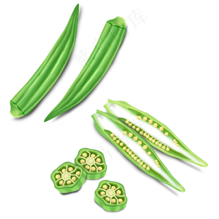 手绘秋葵绿色蔬菜