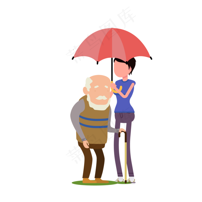 矢量为爸爸撑伞的女生人物插画设