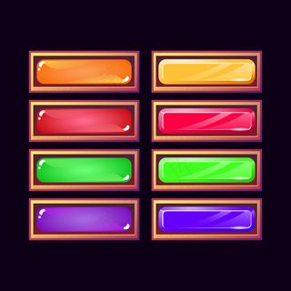 一套有趣的游戏用户界面老木制和果冻水晶钻石按钮为用户界面资产元素