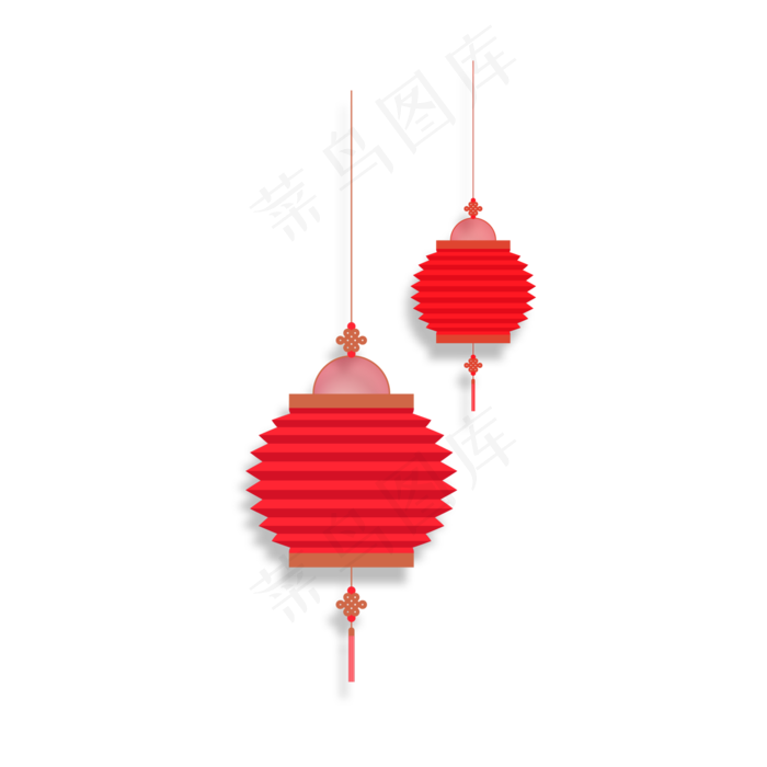 春节过年暖色系红色两个灯笼(2000X2000(DPI:300))
